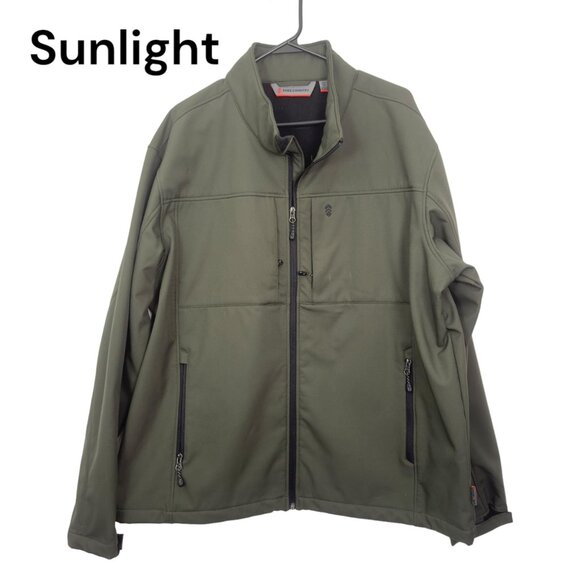 Free Country Men's Softshell Jacket XXL Olive Green Zip Pockets & Fleece Lining - Picture 1 of 12